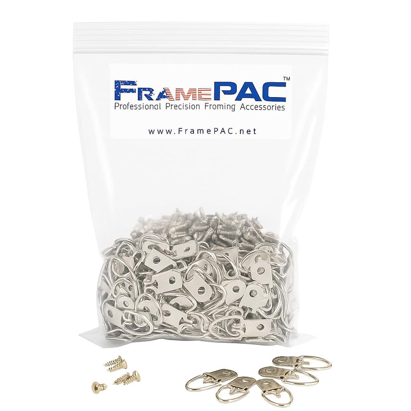 D Ring Picture Hangers with Screws - 500 Pack - Bulk D Rings - Pro Quality Hangers - Picture Hanging Solutions D-Ring (Single Hole)