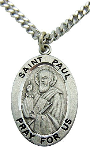St Paul Solid Pewter Patron Saint Medal One Inch with Stainless Steel Chain