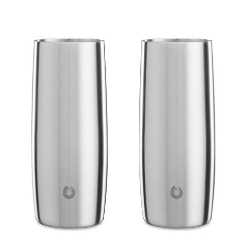 SNOWFOX Premium Vacuum Insulated Stainless Steel Cocktail Glass / Drink Tumbler, Set of 2, Drinks Stay Icy Cold, Thermal Highball Glasses, Elegant Home Entertaining, Classic Barware, 14.5 oz 14.5 Ounces