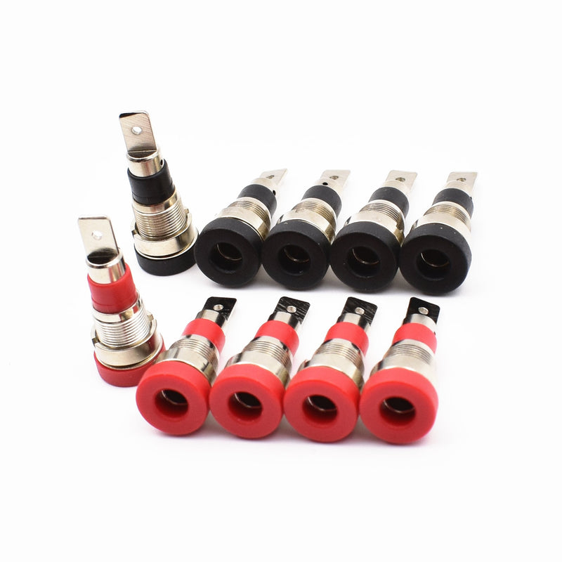 [Australia - AusPower] - 10Pcs Black and Red 4mm Banana Jack Socket Female Adapter Panel Mount Binding Post for 4mm Banana Plug Connectors 
