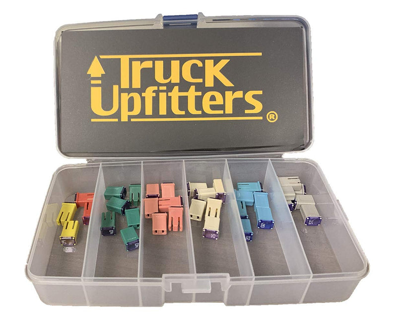 Truck Upfitters 34 pc Automotive MCASE Compatible Mini Box Shaped Cartridge Fuse Kit for Foreign and Domestic Cars, Trucks, and SUVs. These are Heavy Duty Nylon fuses, not Cheap Plastic Ones!