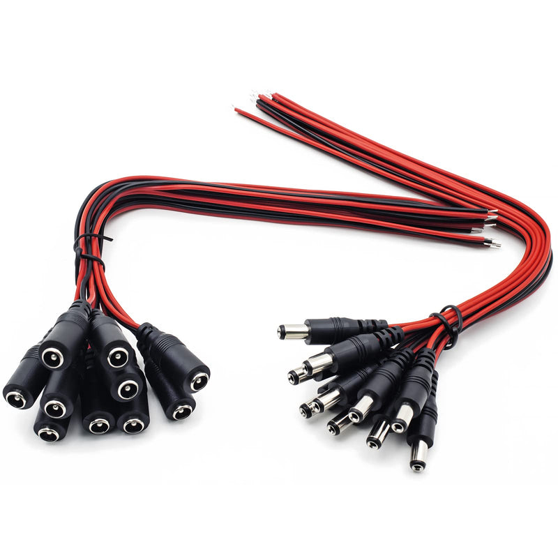 [Australia - AusPower] - CENTROPOWER DC Power Cable 12V 5A Plugs Male Female Connectors for CCTV Security Camera Pigtail Power Adapter Connectors (5.5mm x 2.1mm, 10 Pairs) 
