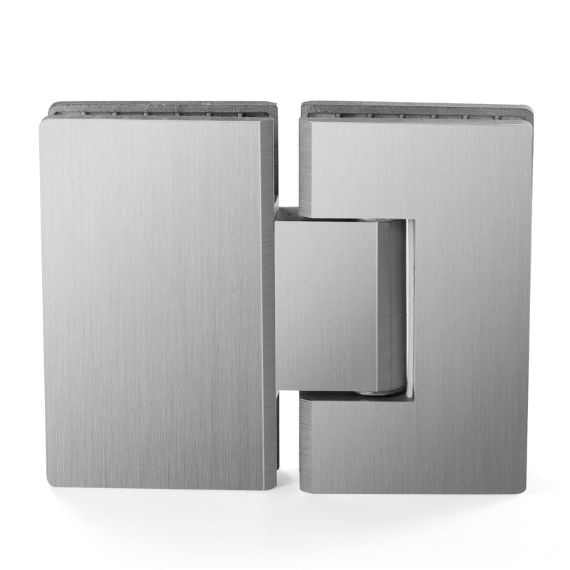 Ranbo 180 Degree Shower Glass Door Hinge, Brushed Nickel, 1 Pack | solid 5mm-thick 304 stainless steel, glass to glass mount, for 5/16"-1/2" (8mm-12mm) thick frameless doors 180-degree glass-to-glass