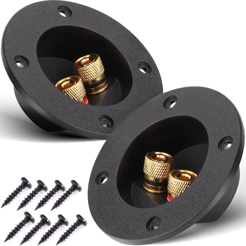 [Australia - AusPower] - Facmogu 2PCS 3 Inch Round 2-Way Speaker Box Terminal Cup Binding Post, Power Speaker Screw-in Terminal Plates, 3 Inch Subwoofer Box Terminal Banana Plugs for DIY Home Speaker Kits 2-way Round 