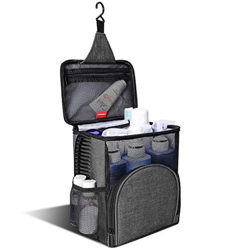 Shower Caddy Tote,Quick Dry Shower Bag Dorm Room Essentials for College Student Girls Boys,Hanging Mesh Shower Caddy Portable for Summer Camp,Travel,RV Essentials,Shower Bag for Women Men Gray