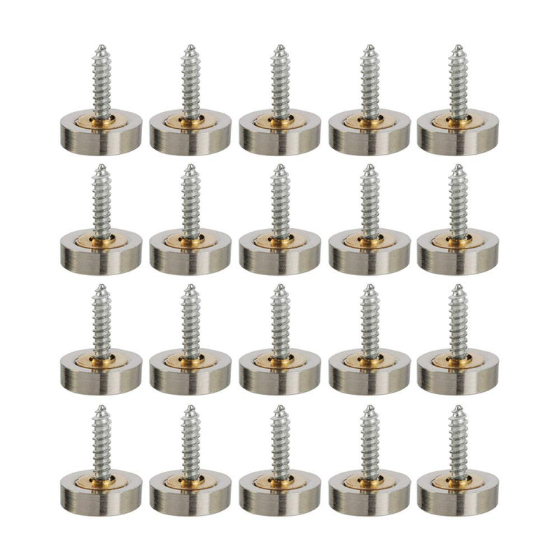 [Australia - AusPower] - 20 PCS Screw Covers Decorative Caps (Solid Brass Construction) Mirror Screws Fasteners, 3/5" Diameter, Brushed Stainless Steel 3/5 Inch Brushed Finish 