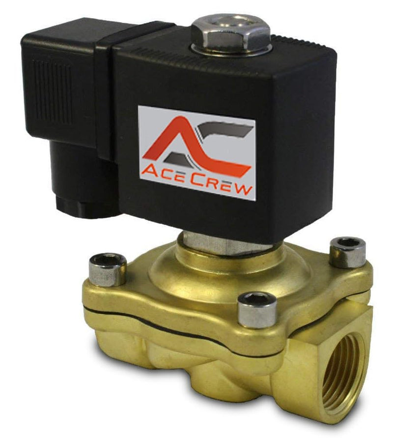 [Australia - AusPower] - AceCrew Electromagnetic Brass Solenoid Valve 1/2 inch NPT thread, Normally Closed 220VAC, 240VAC - flow control valve suitable for gas, air & water 