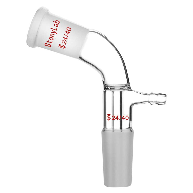 StonyLab Glass Vacuum Take Off Adapter, 105 Degree Bent, Short Stem with 24/40 Joints 24/40 Joint