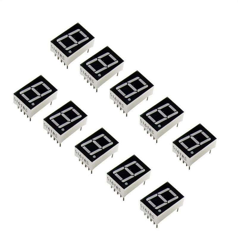 [Australia - AusPower] - Oiyagai 10 Pcs Common Anode 10-Pin 1 Bit 7 Segment 0.56" Red LED Display Digital Tube 