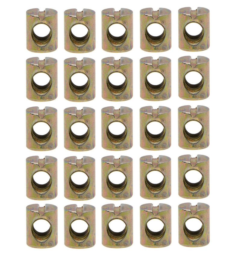 [Australia - AusPower] - YXQ 25Pcs M6 Barrel Nuts Cross Dowels Slotted Nuts for Furniture Beds Crib Chairs 