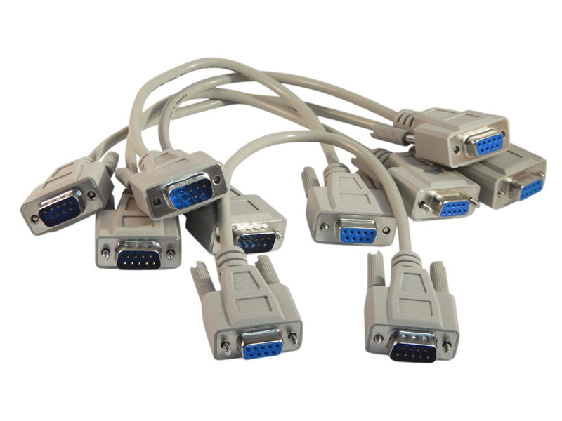 [Australia - AusPower] - Five Pack of YCS Basics 1 Foot DB9 9 Pin Serial / RS232 Male/Female Extension Cables 