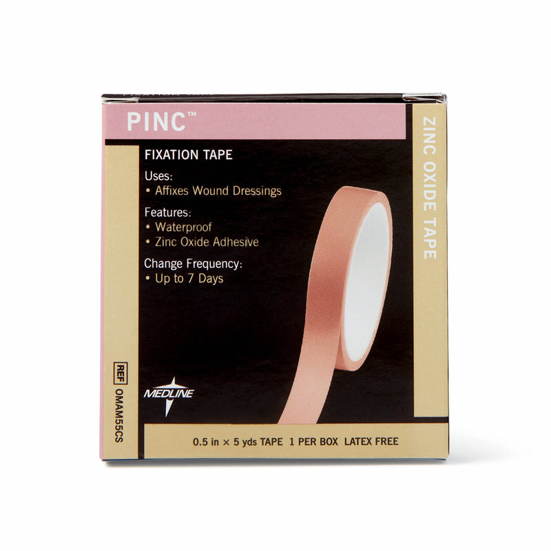 [Australia - AusPower] - Medline Pinc Zinc Oxide Fixation Tape, 1/2" x 5 yd., Ideal for Wound Care and First Aid, Pack of 6 1 Count (Pack of 1) 
