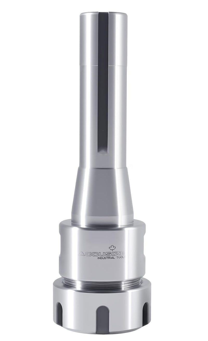 Accusize Industrial Tools R8 Shank Er32 Collet Chuck, Max RPM: 8000 RPM, 7/16''-20 Drawbar End, Max TIR 0.0002'' O.D to I.D. 0223-0232 | Drawbar End 7/16 in-20, Max TIR 0.0002 in O.D to I.D, Slotted Nut, 0.08-0.787 in Capacity R8-ER32