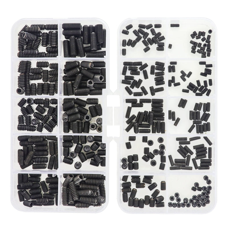 [Australia - AusPower] - 400 Pcs 20 Sizes, 4#-40 to 10#-32 Set Internal Hex Drive Cup-Point Set Screws Assortment Kit 