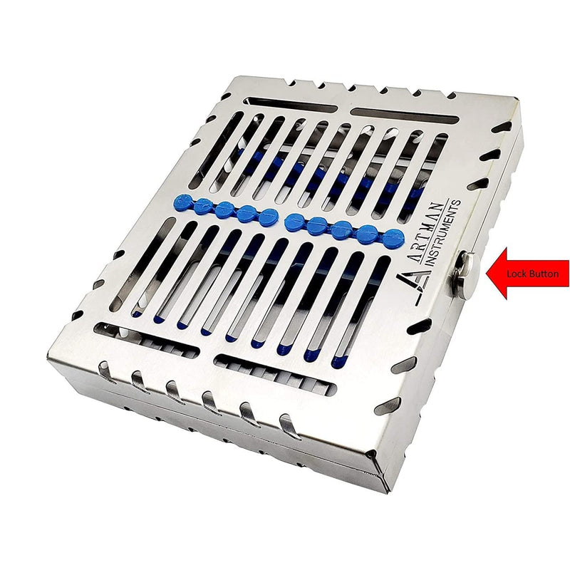 [Australia - AusPower] - Heavy Duty Sterilization Cassette Tray for 10 Instruments Rack Premium Design Dental Surgical lab 7.25"X5.75"X1.4" ARTMAN Brand 