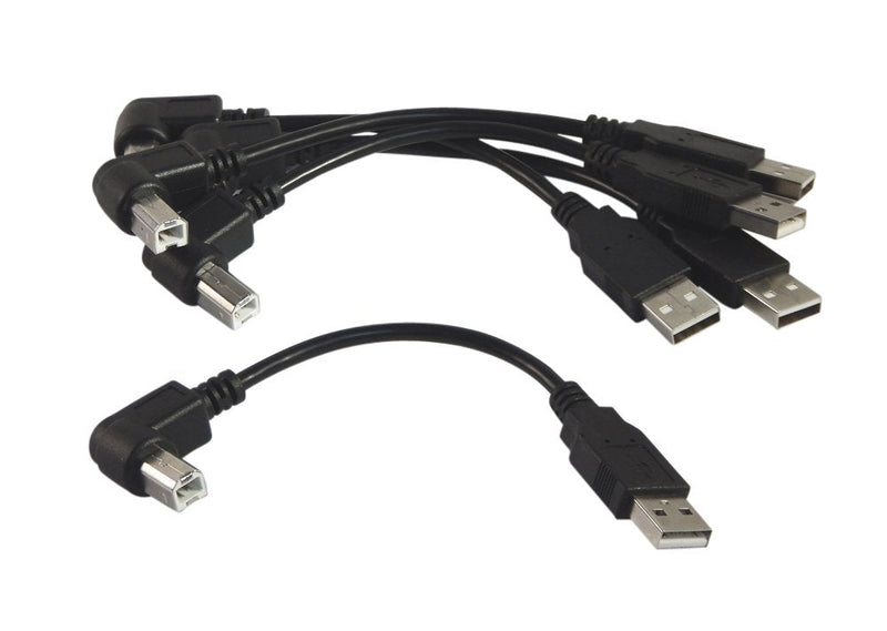 [Australia - AusPower] - YCS basics Black USB 2.0 High Speed Printer/Scanner Right Angle Cable (0.5 Ft 5 Pack) 0.5 Ft 5 Pack 