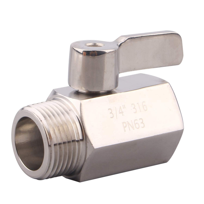 DERNORD 3/4 inch Stainless Mini Ball Valve NPT Female x Male Thread SUS316 Pack of 1