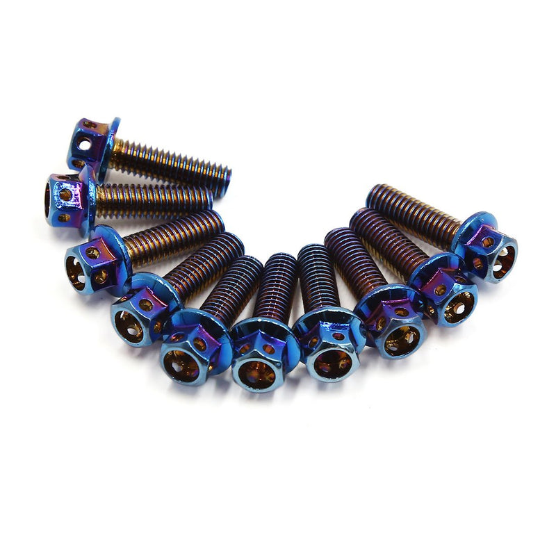[Australia - AusPower] - uxcell 10pcs Colorful M6 Motorcycle Titanium Tone Hexagon Bolts Fastener Clips Screws 