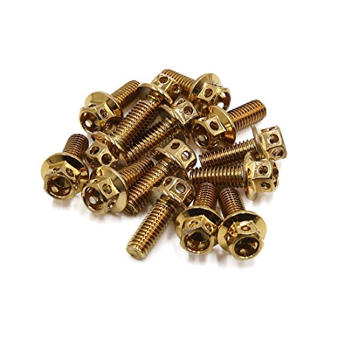 uxcell 14-piece gold tone M6 x 15 motorcycle stainless steel hexagon bolt and clip screw set