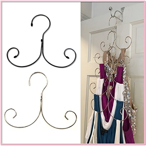Non-Slip Cascading Hanger - Curly Hanger for Tank Tops, Sports Bra, Yoga Tops, Lingerie, Swimsuits by Boottique (Chrome- Set of 10)