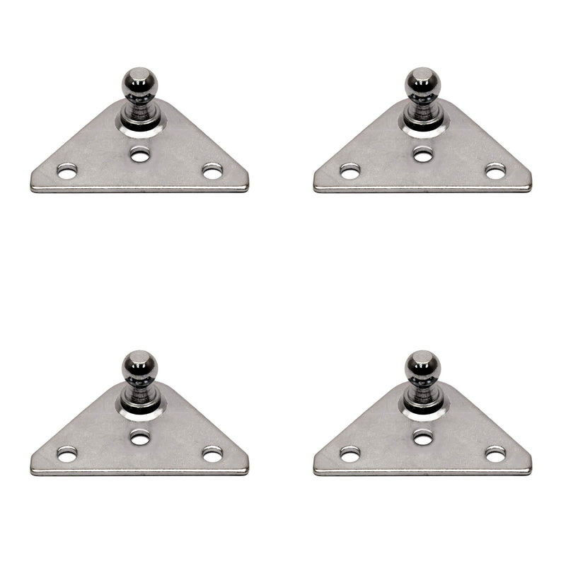 [Australia - AusPower] - TCH Hardware - 4 Pack 10mm Steel Ball Stud Flat Mounting Bracket | Gas Spring Shock Strut Prop | Steel | Heavy Duty Zinc Plate Hardware | Silver Flat Bracket 