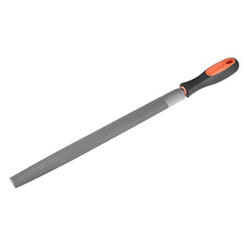 uxcell 12-inch double-cut half-round file with high carbon hardened steel and rubber grip handle