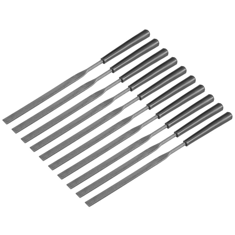 [Australia - AusPower] - uxcell 10Pcs Second Cut Steel Flat Needle File with Plastic Handle 3mm X 140mm 