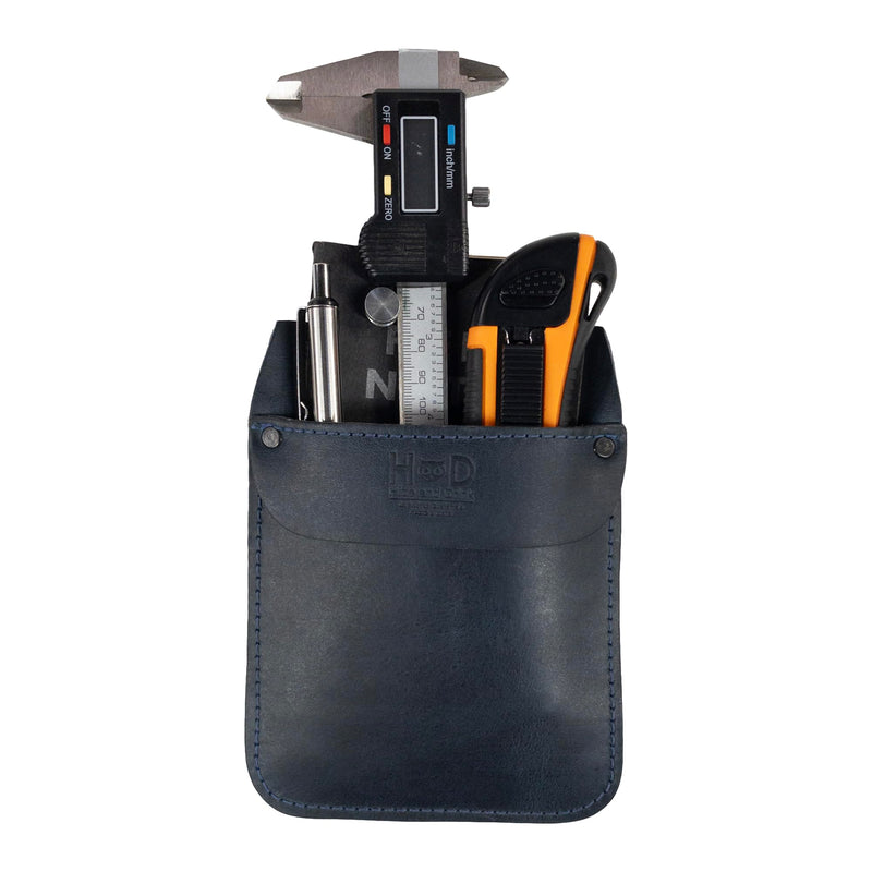 Hide & Drink, Work Pocket Organizer for Tools/Pens, Jeans Back Pocket Quick Grab Carry Job Tools, Office & Work Essentials, Full Grain Leather, Handmade Slate Blue