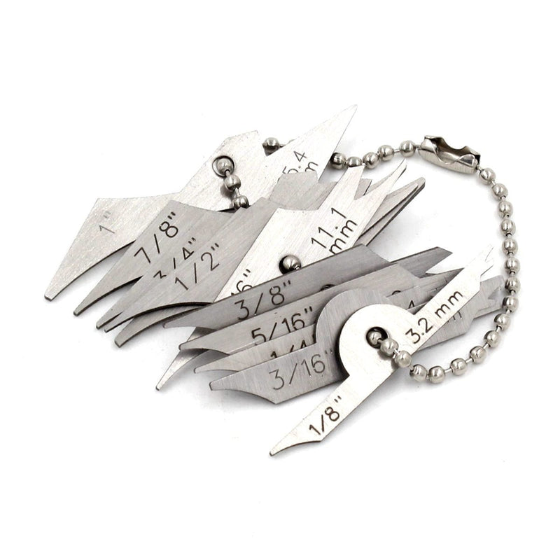 [Australia - AusPower] - Mini Pocket 11pcs Fillet Weld set inspection Throat Leg Length Inspection Tool Stainless Steel Standard & Metric 