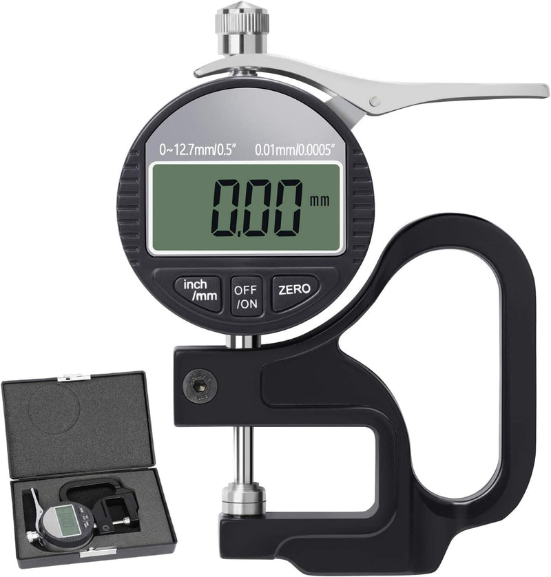 [Australia - AusPower] - Neoteck Digital Thickness Gauge 0.5 inch/12.7mm, 0.0005"/0.01mm, Thickness Meter Precise Electronic Micrometer with LCD Display 0.5"/0.0005" 