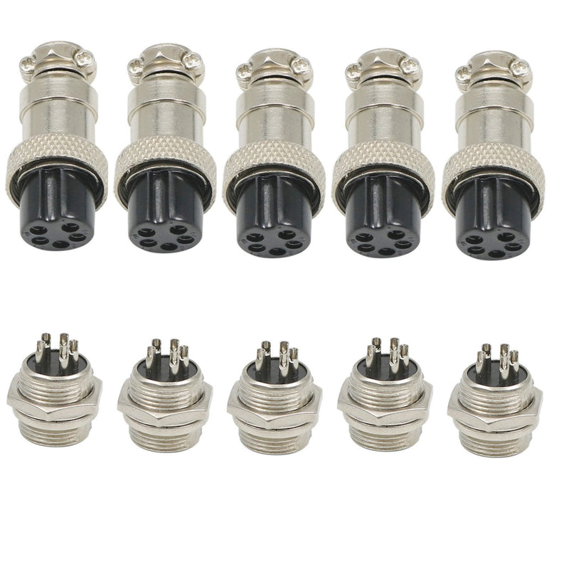 [Australia - AusPower] - 5 Pin Metal Male Female Panel Connector 16mm GX16-5 Aviation Connector Plug of 5 Pairs 