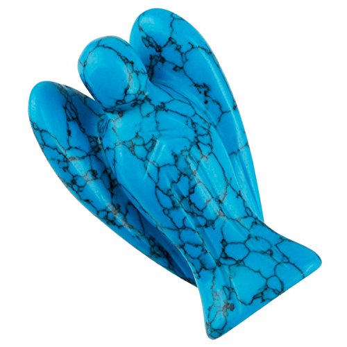 mookaitedecor 1.5 Inch Carved Howlite Turquoise Guardian Angel Figurine Blue