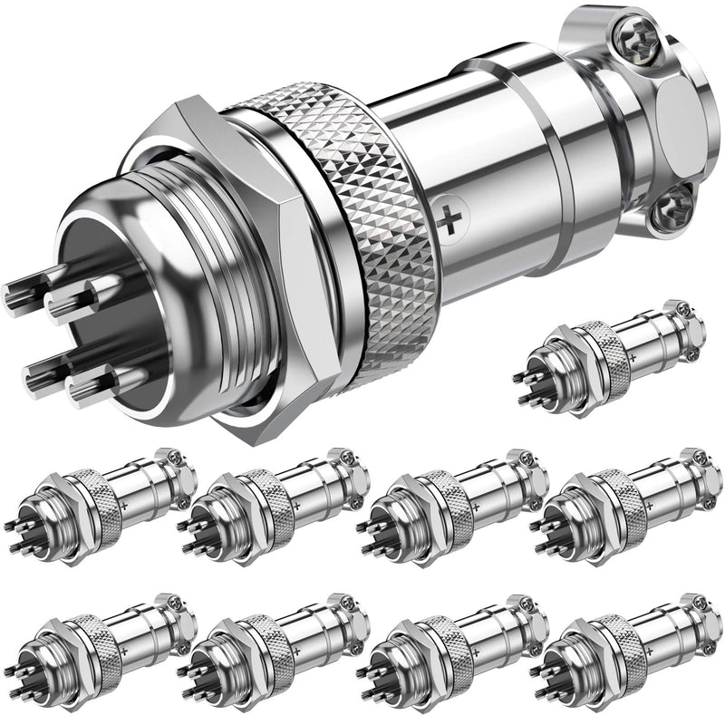 [Australia - AusPower] - DIYhz GX16 4 Pins Panel Metal Mount Circular Metal Aviation Connector Adapter Male Female Plug Socket - 10 Pcs 