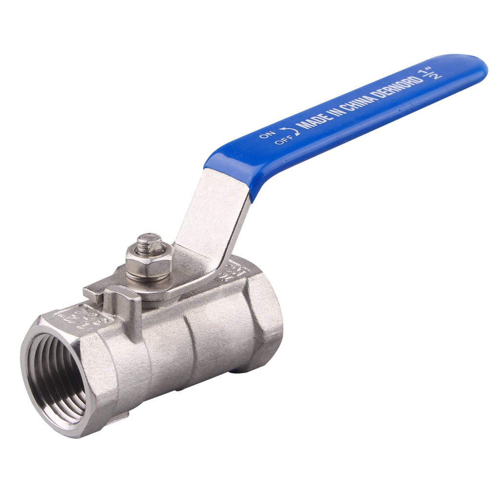 DERNORD Stainless Steel Ball Valve 1PC Type 0.5 Inch NPT Standard Port for Water, Oil, and Gas (1/2 Inch Ball Valve) 1/2 Inch Pack of 1