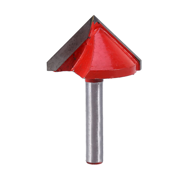 V Groove Cutter, V Shape Milling Wood Cutter Knife CNC Milling Cutter Tungsten Steel Engraving Machine Cutter 90 Degree 6 mm Shank 32 mm Cutter Diameter Engraving Red Router