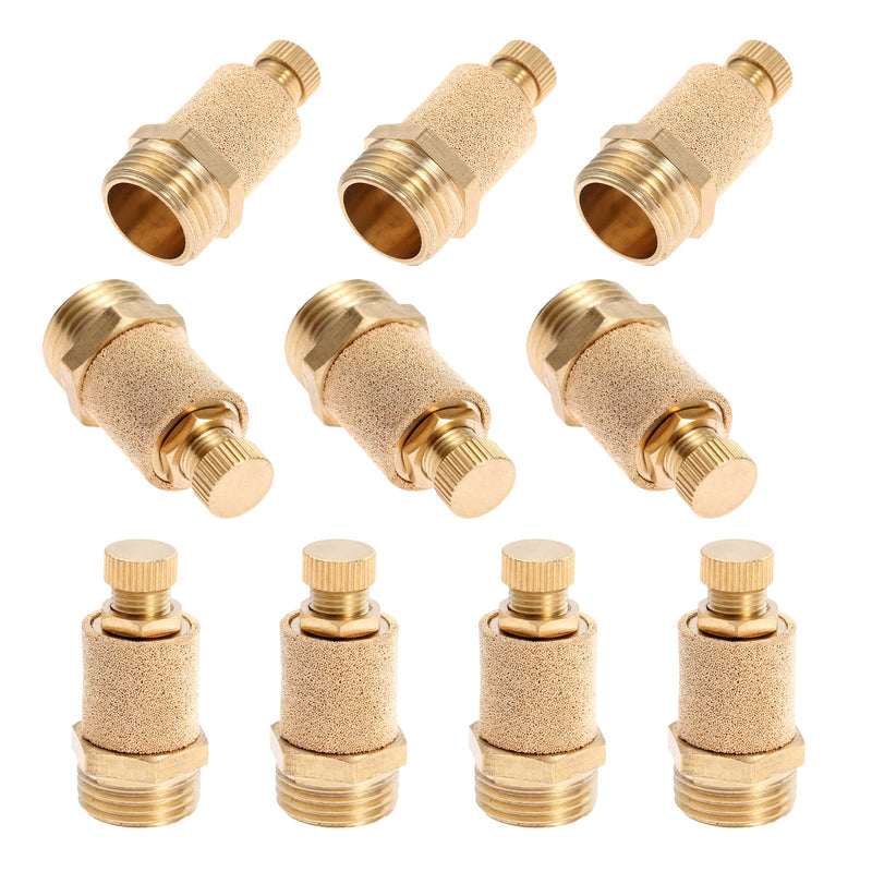 [Australia - AusPower] - Mtsooning 10PCS 1/2Inch Pneumatic Muffler Filter, Brass Flow Control Silencer, Sintered Bronze Exhaust Silencer Fitting NPT BSL-03 