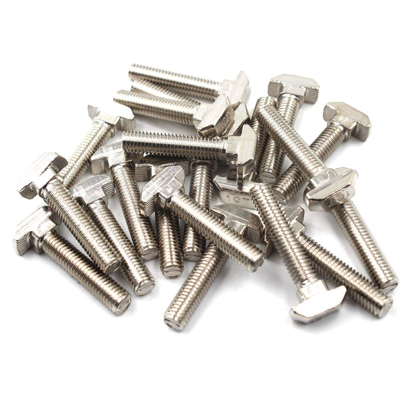 [Australia - AusPower] - T Bolt Set Screw Bolt Fastener Tool for T-Slotted Aluminum Extrusion Nickel Plated Carbon Steel 45 Series M8X20mm 20PCS M8X20 