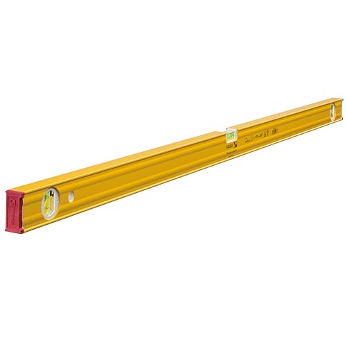 STABILA Type 80 AS-2 Spirit Level, 120 cm, Reinforced Aluminum Profile, 1 Horizontal Level, 2 Vertical Vials, Integrated Slip Stoppers, Made in Germany, Yellow 48"
