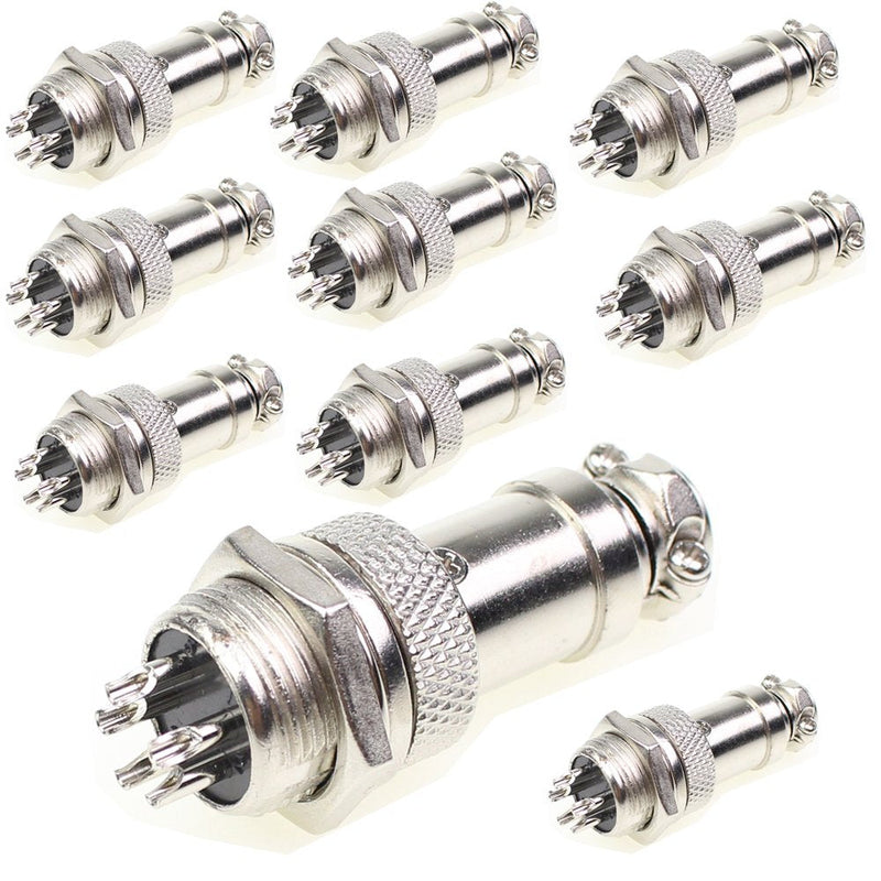 [Australia - AusPower] - Aviation Plug Connector 10 Pairs Male Female Panel Metal Wire Connector 16mm Socket (5 Pins 10-Pack) 5 Pins 10-Pack 