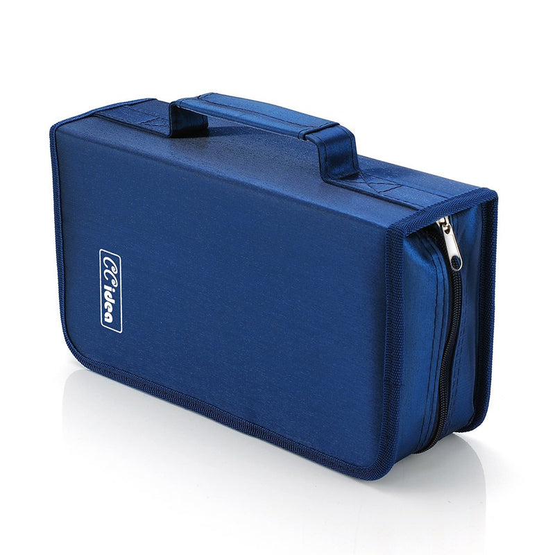 [Australia - AusPower] - CCidea CD Case DVD Storage Holder, 128 Capacity DVD Cases Organizer CD Plastic Protective Carrying Binder,Portable Cd Wallet for Home Travel (Blue) L11 xW 6 x H3.5 INCH Blue 