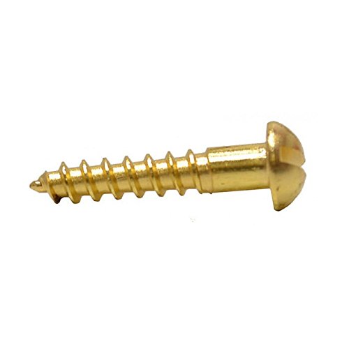 #6 x 1 Brass Wood Screws, Round Head, Slotted Drive - (Pack of 100) Solid Brass Plain Finish, Screw Size: #6, Length: 1 inches #6 x 1 inches