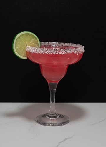 Replica strawberry margarita glass by Just Dough It, showcasing a clear glass with a wide rim and stem for serving margaritas.