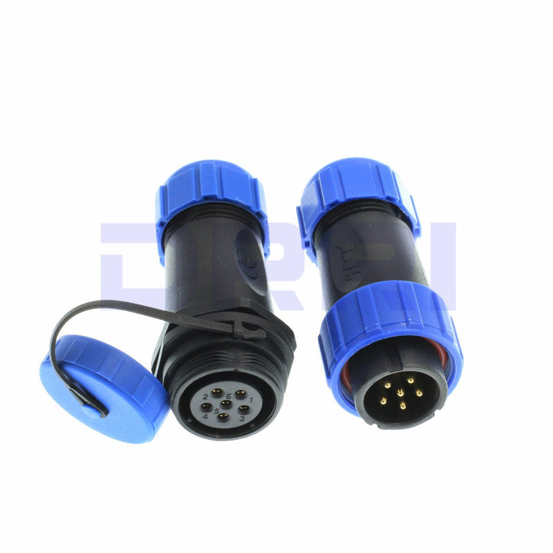 [Australia - AusPower] - DRRI SP21 6pin Waterproof Docking in-line Circular Aviation Cable Connector for Farm Equipment (6Pin) 