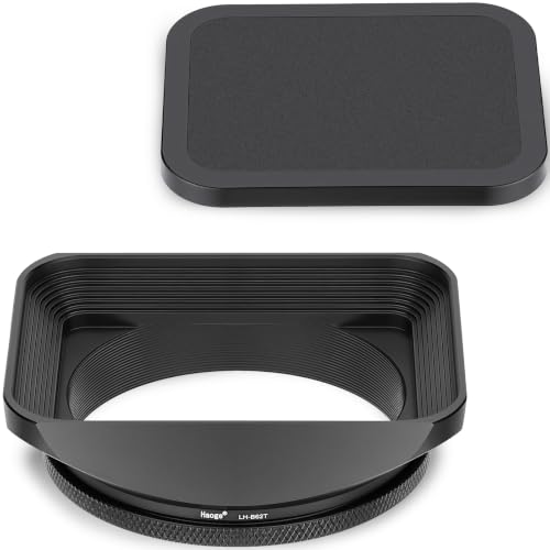 Haoge 62mm Square Metal Screw-in Mount Lens Hood Shade with Cap for 62mm Canon Nikon Sony Leica Leitz Carl Zeiss Voigtlander Nikkor Panasonic Fujifilm Olympus Lens and Other 62mm Filter Thread Lens