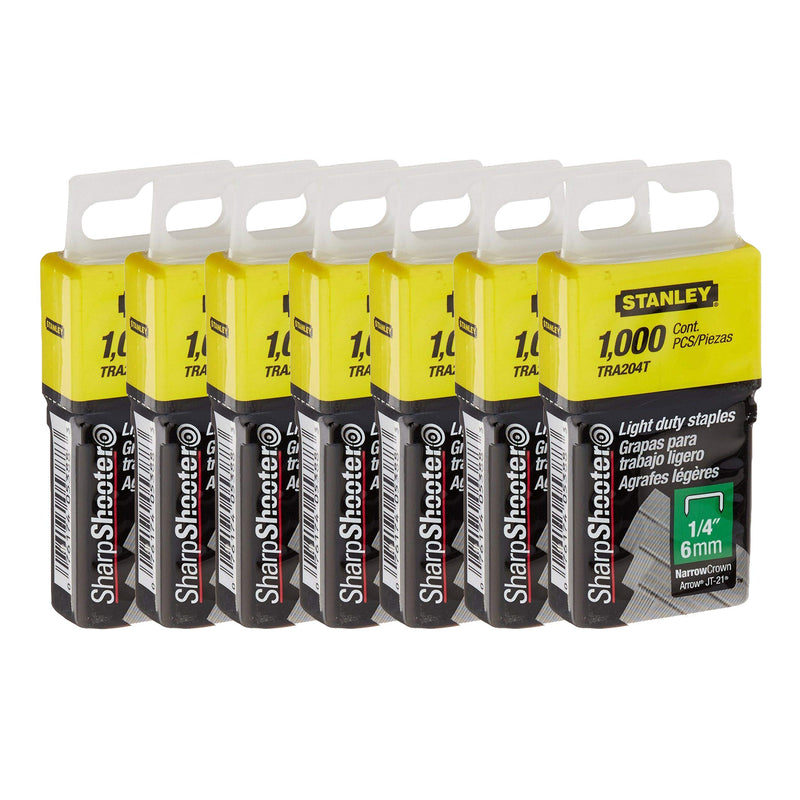 Stanley TRA204T 1,000 Units 1/4-Inch (6mm) Light Duty Staples (Pack of 7) Steel 1/4 Inch (Pack of 7)