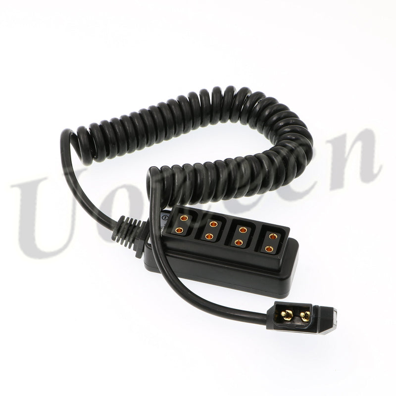 [Australia - AusPower] - Uonecn Photography Power Coiled Cable D-tap B-Type Male to 4 Port D-Tap Female for Anton Bauer V-Mount Battery 