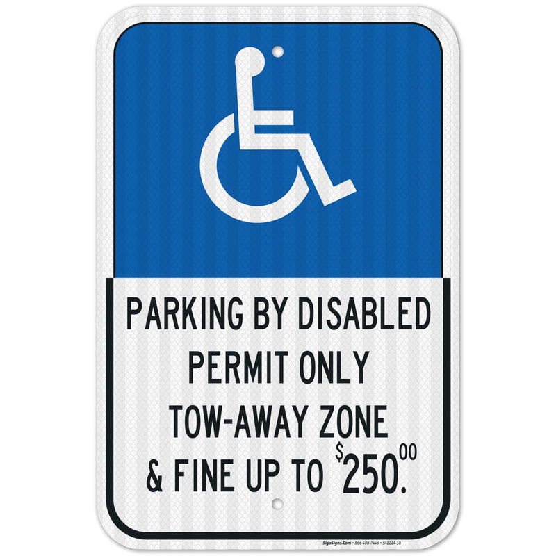 Florida Handicap Parking Sign, Parking by Permit Only, 12x18 Inches, 3M EGP Reflective .063 Aluminum, Fade Resistant, 12x18 Reflective