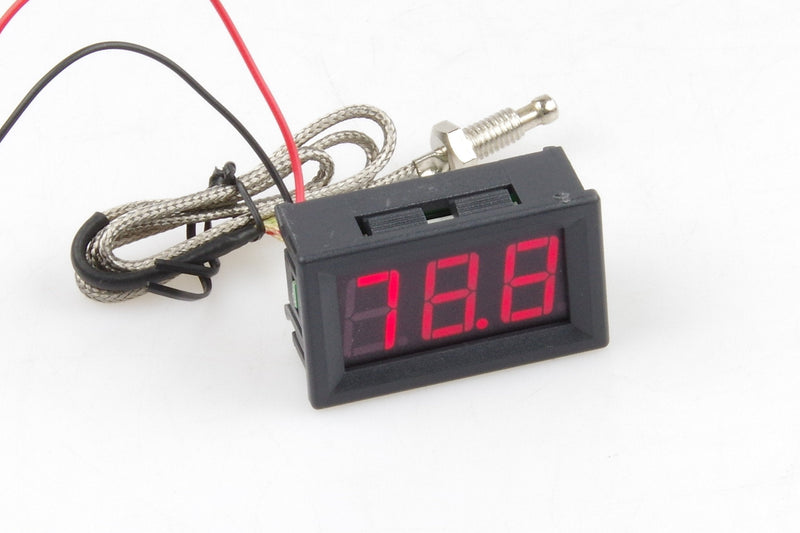 [Australia - AusPower] - DC 12V 24V (4V-28V) Red Fahrenheit Digital Temperature Meter -76℉~999℉ LED Display with Industrial Grade 0.5m K-Type Thermocouple Temperature Sensor M6 Probe 