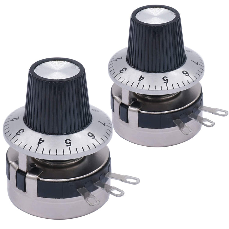 [Australia - AusPower] - TWTADE / 2pcs Single Turn Rotary Carbon Linear Variable Potentiometer + 2pcs Knob WTH118-2W 10K Ohm 