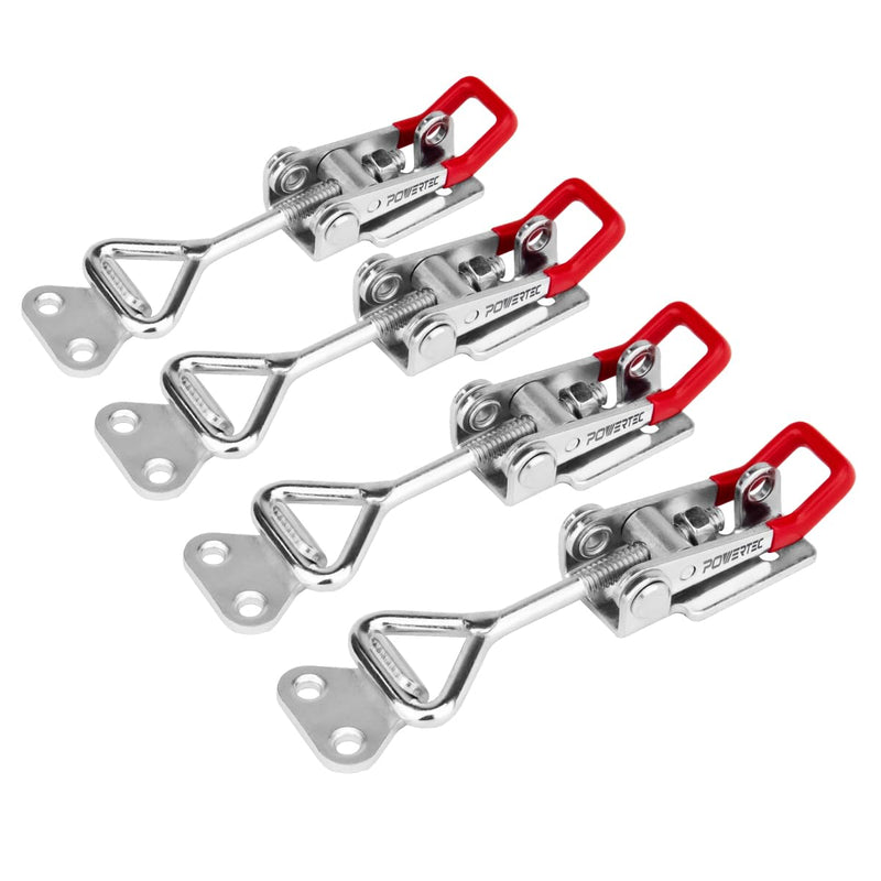 [Australia - AusPower] - POWERTEC 4PK Toggle Clamp, 400 lbs Holding Capacity, 4002 Adjustable Pull Action Latch for Smoker, Tool Box, Woodworking Jigs and Fixtures, Cabinet, Tool box, Door (20333) 4002, 4PK 